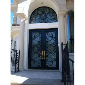 Design rustico vetro temperato <span class=keywords><strong>grigio</strong></span> con cornice in alluminio <span class=keywords><strong>porta</strong></span> a <span class=keywords><strong>battente</strong></span> anteriore in acciaio francese <span class=keywords><strong>porta</strong></span> in vetro crittografia per interni - Product Image 3