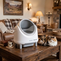 Litière pour chat électrique autonettoyante avec caméra intégrée, design ouvert sécurisé, désodorisant IA, grand espace, nettoyage facile