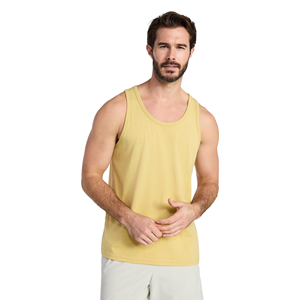 Débardeur en coton 100% pour homme, couleur unie, tricoté, col rond, style décontracté, jaune, léger, pour l'été, débardeur élégant de BD - Product Image 2