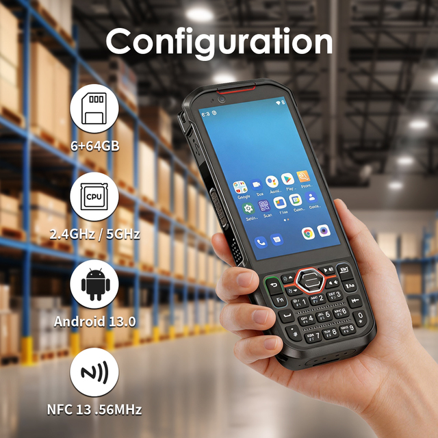 TA01 Rugged PDA Android 13 GMS 6GB RAM 64GB ROM NFC Hot Swap IP66 2D Scanner Data Collector for Warehouse Logistics Inventory