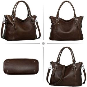 Sac à main Hobo en cuir HESHE pour femme, grande capacité, sac à bandoulière avec poignée supérieure, sac fourre-tout - Product Image 4
