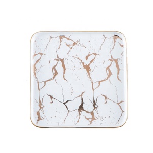 Nordic Tableware Creative Home square Plate Marble Black Porcelain Plate <b>Pasta</b> Pizza Cushion Plate - Product Image 6