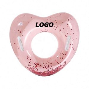 Heart-Shaped Glitter Swim Ring for Kids - <b>Inflatable</b> Pool Float with Handles & Seat, Pink & Fun - Product Image 1
