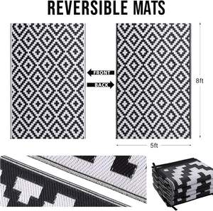 <b>Clearance</b> Sale Reversible Black Outdoor Carpet Waterproof Washable PET Friendly Non-Slip Modern Polypropylene <b>Rug</b> for Patio - Product Image 3