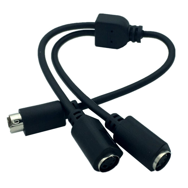 Mini DIN 6-Pin Splitter Y Adapter Cable 6 Pin  PS/2 PS2  Data Cable 0.3m
