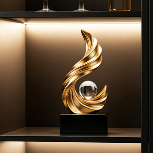 Ornement en or Feng Shui, boule de cristal, lumière luxueuse, décoration de salon, bureau - Product Image 3