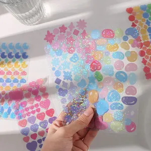 Pegatinas de vinilo con Logo personalizado, pegatinas holográficas con purpurina, corte a prueba de agua