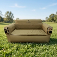 Canapé gonflable d'extérieur 2 places avec poches de rangement latérales, canapé pneumatique portable et imperméable pour la plage, le camping et le jardin