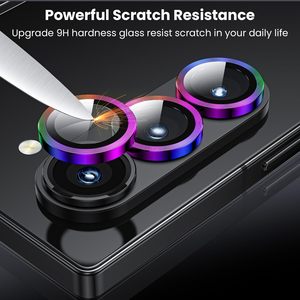 Protection d'objectif d'appareil photo pour Samsung Galaxy Z Fold 7 Flip 7, coque de protection en verre trempé Corning Ultra <span class=keywords><strong>HD</strong></span> avec anneau métallique <span class=keywords><strong>anti</strong></span>-rayures - Product Image 2