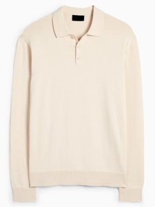 เสื้อโปโลแขนยาวผู้ชาย ทำจากผ้าขนแกะเมอริโน ถักแบบละเอียด สีครีม - Product Image 4
