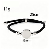 Ywyougang Bracelet à breloques en corde avec disque vierge, perles d'espacement, réglable, en acier inoxydable plaqué or rose, avec plaque personnalisable par gravure