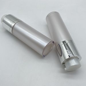 Wall Plastic Bottle 30ml Twisted Round AS Double Wall Pearl White Cosmetic Serum Airless Pump Bottle/up-down Plastic Skincare Bottle