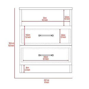 Nightstand 20H Two Drawers One Shelf <b>Light</b> Gray Top Bedroom Storage - Product Image 4
