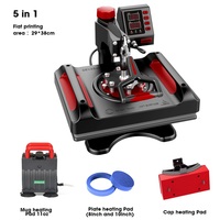 Mesin Press Panas Combo 5 in 1 Harga Murah 29*38CM, Mesin Sublimasi Logo Topi, Mesin Transfer Panas Kaos