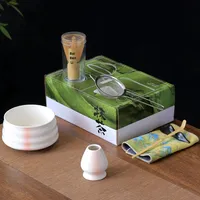Ensemble de thé matcha avec bol à matcha en céramique, support pour cent livres, support pour fouet à thé, boîte de couleur - Ensemble complet, nouveau produit