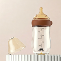 Biberon anti-colique pour nouveau-né en verre cristal diamanté PP, à large ouverture, avec tétine en silicone en forme de cœur, sans BPA, motif imprimé