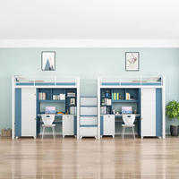 XIGYC-003 Table de lit étudiante moderne personnalisable avec armoire intégrée, lit superposé surélevé en fer pour dortoir, chambre double économique, appartement