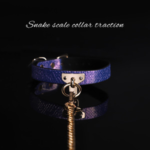 BANSEY Collier ras du cou en cuir pastel arc-en-ciel avec chaîne dorée, collier métallique effet écaille de serpent, accessoires pour festivals, raves et cosplay - Product Image 3