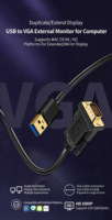 Câble USB 3.0 vers VGA 1080P HD 1,5m 2m 3m Adaptateur Vidéo Conducteur Plaqué Or pour Ordinateur Portable Moniteur Projecteur Câble VGA avec Logo OEM