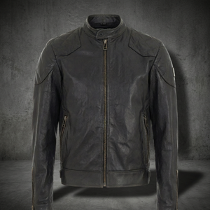 Adil Nexus Herren Schwarze Echtleder-Pufferjacke Wasserdicht Atmungsaktiv Outdoor Reißverschluss-Wintermantel mit Baumwollfutter - Product Image 2