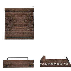 Wooden <b>Wall</b> <b>Mounted</b> <b>Shelf</b> Rectangle Single Tier Durable Solid Wood For Living Room Storage - Product Image 5