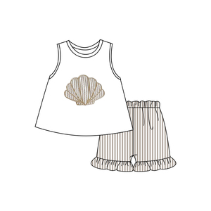 Vêtements pour filles RTS Summer Ocean Shell, t-shirt et short, nouveaux modèles, vêtements pour bébé fille, vente en gros de vêtements pour enfants, ensembles de vêtements pour enfants - Product Image 3