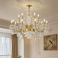 Lampe suspendue de plafond de style nordique français, lampe suspendue en cristal de luxe, lustre pour salon, salle à manger