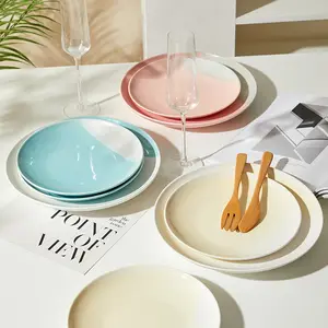 Dessert Plate West Point Afternoon Tea Shallow Ceramic Flat Plate Tableware Fashionable Fruit Snack Plate