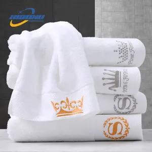 5 Star Hotel Luxury Bathroom Custom Logo Face Hand Bath Spa Salon Beauty White 100% Cotton Towels Hotel Towel