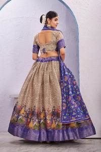 Filet indien traditionnel Varuni Georgette Lehenga Choli Dupatta ensembles doux Dola coton soie numérique imprimé pour le lancement du festival - Product Image 4