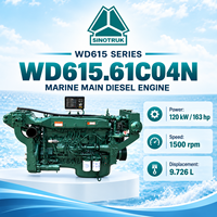 Moteur diesel marin principal SINOTRUK WD615.61C04N 120 kW 163 CV 1500 tr/min pour bateaux de pêche, de transport de marchandises et de transport en général