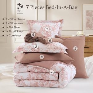 Ensemble de couette à fleurs botaniques 7 pièces, <span class=keywords><strong>literie</strong></span> florale toutes saisons avec draps 100% coton 300TC - Product Image 4