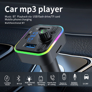 Xách tay không dây xe FM Transmitter với Dual USB sạc nhanh sạc xe hơi rảnh tay cuộc gọi đầy màu sắc môi trường xung quanh ánh sáng MP3 Máy nghe nhạc - Product Image 2