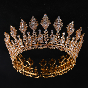 Lusso brillante zircone corona tutto tondo accessori per capelli da sposa corona corona regina di alta qualità diademi da sposa - Product Image 6
