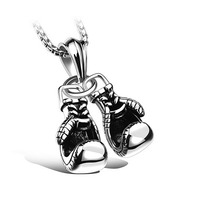 Nouveau rétro Fitness gants de boxe titane acier collier dominateur mode Punk pendentif accessoires
