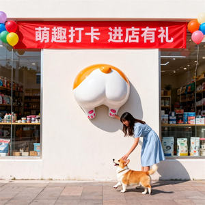 Outdoor Duurzame Speelse Corgi Butt Foam Sculptuur Schattige Aanpasbare Grootte Cartoon Stijl Pet Hars Kunst Voor Dierenwinkel Winkel - Product Image 2