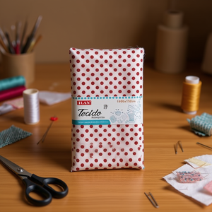 Tessuto a pois Ilan 100x150 cm con pois rossi per lavori creativi - Product Image 3