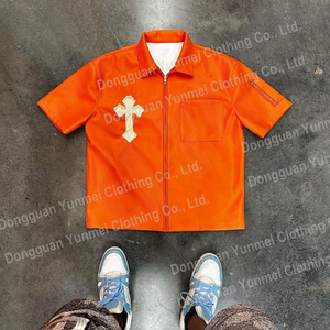<span class=keywords><strong>Camicia</strong></span> con Zip e Logo Ricamato Personalizzato, T-Shirt Vintage a Maniche Corte, <span class=keywords><strong>Giacca</strong></span> in <span class=keywords><strong>Pelle</strong></span> con Cerniera per Uomo - Product Image 4