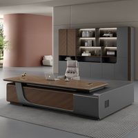 Ensemble de bureau de direction moderne minimaliste en forme de L, table de patron avec armoire latérale pour bureau de direction