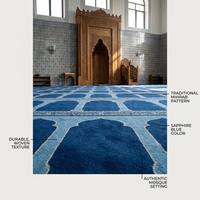 Tapis de prière islamique Bocai de luxe en velours jacquard, lavable, épais, doux, fabriqué à la machine, en nylon, pour la maison, la mosquée, la salle de prière, bleu gaufré