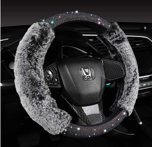 Phụ Nữ Thời Trang Trang Trí Xe Fluffy Bling Pha Lê Rhinestone Chỉ Đạo Wheel Fur Cover Phụ Kiện Xe Hơi Cho Phụ Nữ - Product Image 3