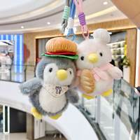 En gros, Adorables pendentifs et breloques de sac à dos en peluche pingouin cuit, style célébrité internet, Porte-clés en peluche exquis, Ornements créatifs