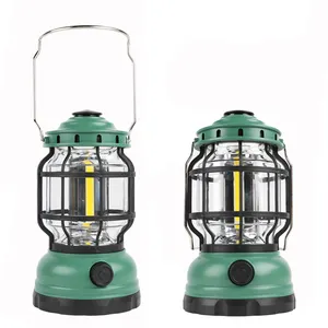Knob Stepless Dimming Waterproof Mini Vintage Outdoor Hanging LED Lanterns Metal Handled Retro Camping Lamps