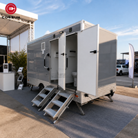 Cogsun Remorque WC mobile 4 stations sur roues, Remorque WC mobile pour parc, Toilettes de luxe