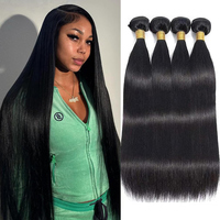 Paquetes de Cabello Humano Mixto con Cierre, Cabello Virgen Liso Natural con Cierre, Frontal de Encaje HD 12A y Paquetes de Cabello