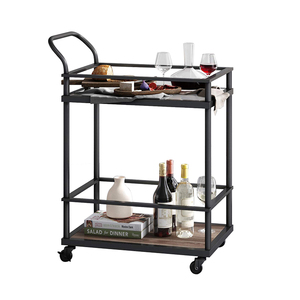 2 niveles de vidrio de Metal de <span class=keywords><strong>la</strong></span> carretilla móvil <span class=keywords><strong>Isla</strong></span> de cocina Vintage Industrial <span class=keywords><strong>Bar</strong></span> carro - Product Image 1