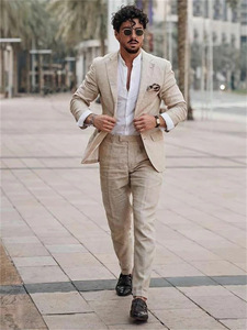 Trajes <span class=keywords><strong>de</strong></span> negocios <span class=keywords><strong>para</strong></span> hombre <span class=keywords><strong>de</strong></span> talla grande impermeables transpirables planos delanteros <span class=keywords><strong>de</strong></span> lino <span class=keywords><strong>de</strong></span> algodón ajustados <span class=keywords><strong>de</strong></span> dos piezas <span class=keywords><strong>traje</strong></span> <span class=keywords><strong>de</strong></span> <span class=keywords><strong>novio</strong></span> chaqueta Pantalones - Product Image 2