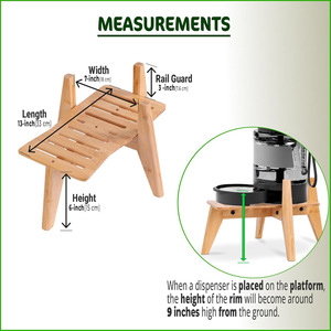 Soporte de bambú para tazón de agua para perros, altura ajustable, para comederos automáticos y fuentes, estación de alimentación para mascotas - Product Image 4