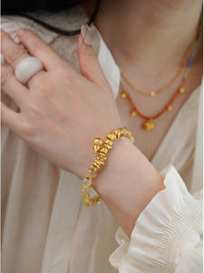 <span class=keywords><strong>Jojo</strong></span> สร้อยคอจี้น้ำเต้าโมราไล่ระดับสีสุดพิเศษพร้อมลูกปัดคริสตัลหลายชั้นสร้อยข้อมือทองเหลืองรูปทรงเรขาคณิต - Product Image 3