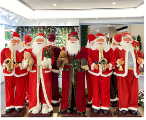 Babbo natale elettrico a grandezza naturale da 6 piedi babbo natale con regalo musicale per decorazioni natalizie